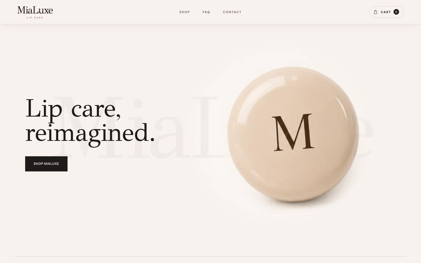MiaLuxe online store homepage preview