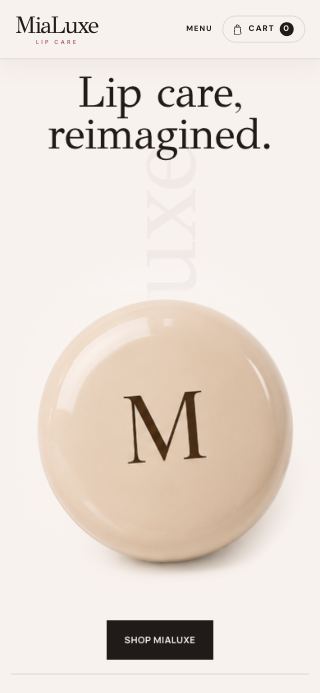 MiaLuxe mobile website preview